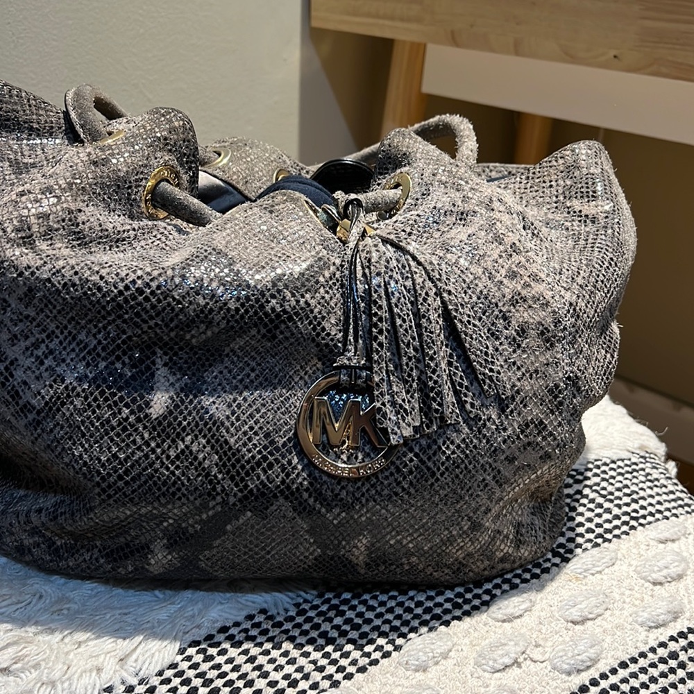 Michael Kors Phyton Snake Skin Leather Satchel Hobo Bag